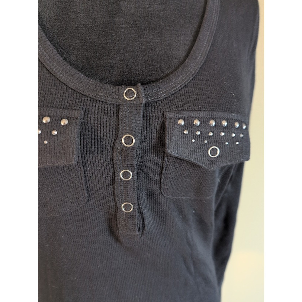 Harley Davidson Thermal Shirt Black  Rhinestone Beaded Eagle Sz M Womens  NWOT - Picture 3 of 8